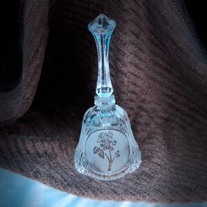 Vintage etched satin frosted glass crystal bell